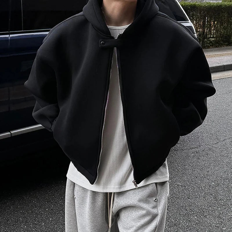 Cropped Baggy Y2K Plain Zip Up Hoodie — vista posteriore