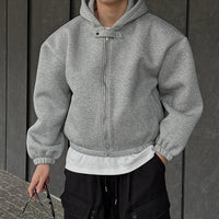 Cropped Baggy Y2K Plain Zip Up Hoodie — dettaglio