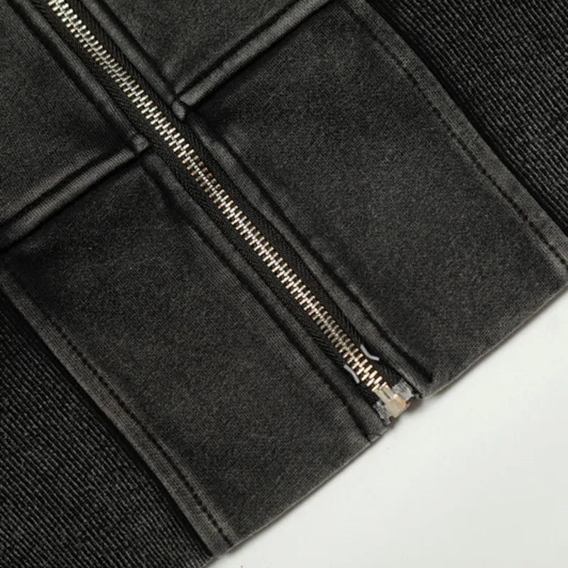 Cropped Y2K Graphic Washed Old Zip Up Hoodie — vista completa