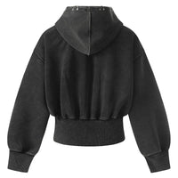Cropped Y2K Graphic Washed Old Zip Up Hoodie — dettaglio della stampa