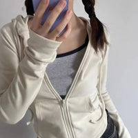 Cropped Zip Up Y2K Slim Fit Hoodie — vista laterale