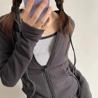 Cropped Zip Up Y2K Slim Fit Hoodie — dettaglio del tessuto