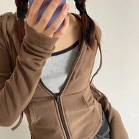 Cropped Zip Up Y2K Slim Fit Hoodie — vista completa