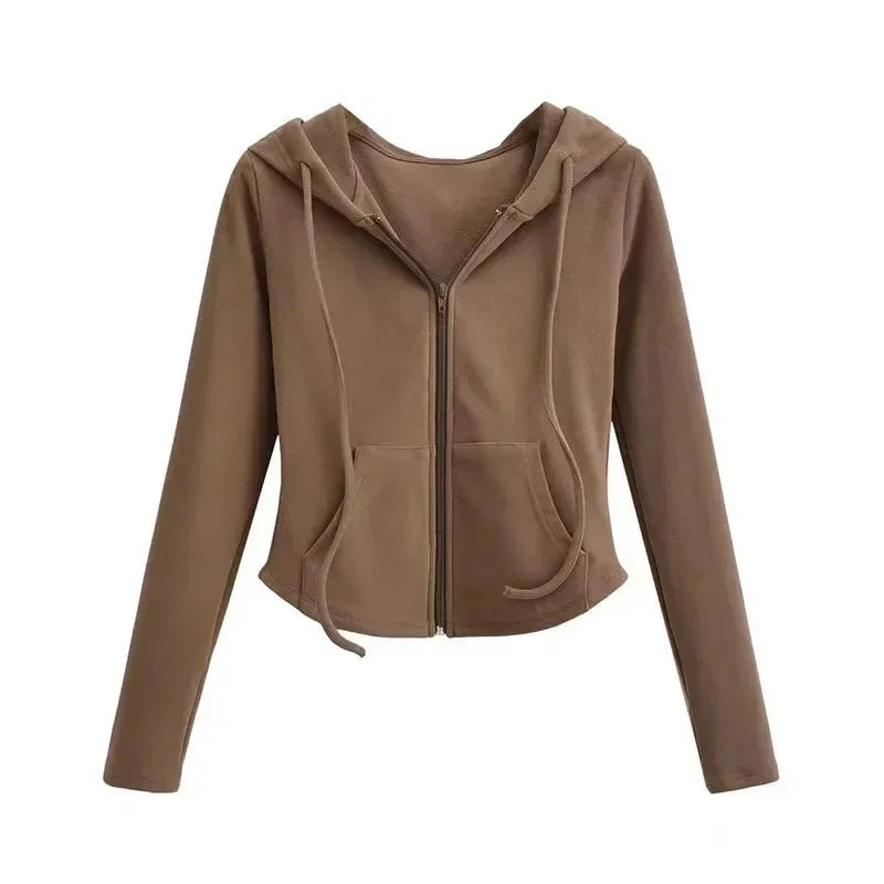 Cropped Zip Up Y2K Slim Fit Hoodie — dettaglio della stampa