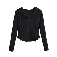Cropped Zip Up Y2K Slim Fit Hoodie — vista posteriore