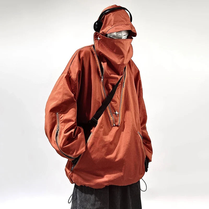 Cyber Y2K Futuristic Coat — dettaglio della stampa