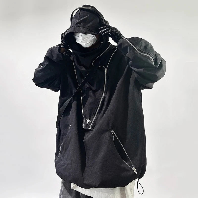 Cyber Y2K Futuristic Coat — vista posteriore