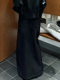 Dark Core Y2k Grunge Denim Maxi Skirt — vista posteriore