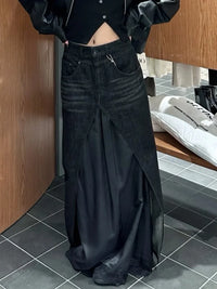 Dark Core Y2k Grunge Denim Maxi Skirt — dettaglio