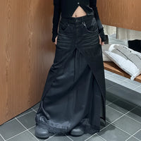 Dark Core Y2k Grunge Denim Maxi Skirt — vista frontale