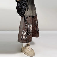 Distressed Wide Leg Y2K Dirty Grunge Baggy Denim Shorts Jorts — vista posteriore