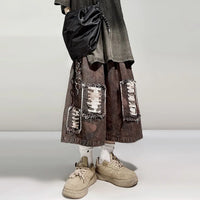 Distressed Wide Leg Y2K Dirty Grunge Baggy Denim Shorts Jorts — dettaglio della stampa