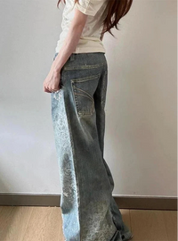 Distressed Y2K Baggy Grunge Star Denim Jeans — vista posteriore