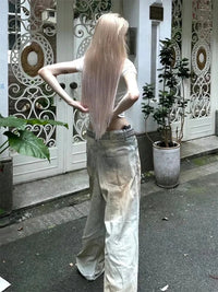 Distressed Y2K Baggy Ripped Low Waist Denim Jeans — dettaglio della stampa