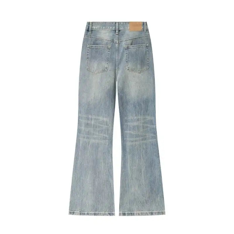 Distressed Y2K Blue Washed Slightly Flared Denim Jeans — dettaglio della stampa