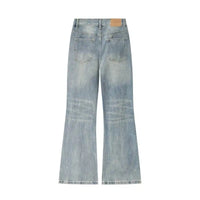 Distressed Y2K Blue Washed Slightly Flared Denim Jeans — dettaglio della stampa