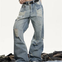 Distressed Y2K High Waist Flared Jeans — vista frontale