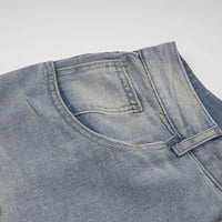 Distressed Y2K Rhinestone Studded Denim Shorts Jorts — dettaglio