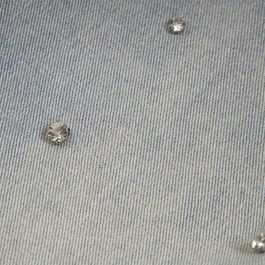 Distressed Y2K Rhinestone Studded Denim Shorts Jorts — in alternativa
