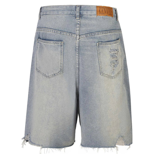 Distressed Y2K Rhinestone Studded Denim Shorts Jorts