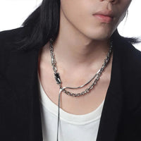 Double Layered Y2K Square Tassel Necklace — in alternativa