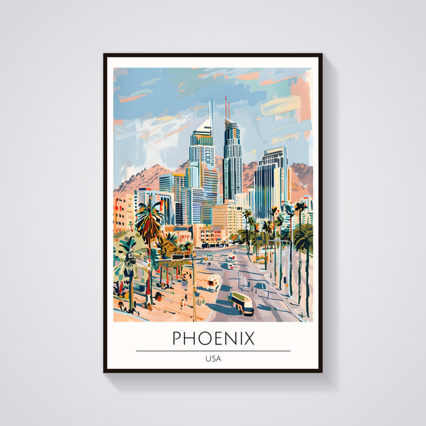 Downtown Phoenix Art Deco Poster — vista frontale
