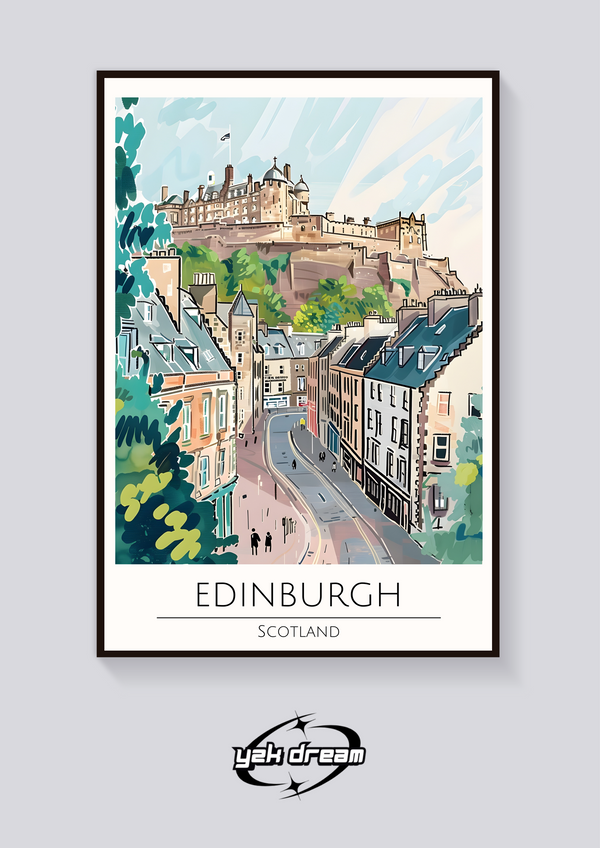 Edinburgh Castle Art Deco Poster