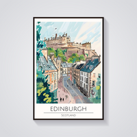 Edinburgh Castle Art Deco Poster — vista frontale