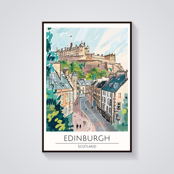 Edinburgh Castle Art Deco Poster — vista frontale