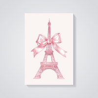 Eiffel Tower Pink Bow Poster — vista posteriore