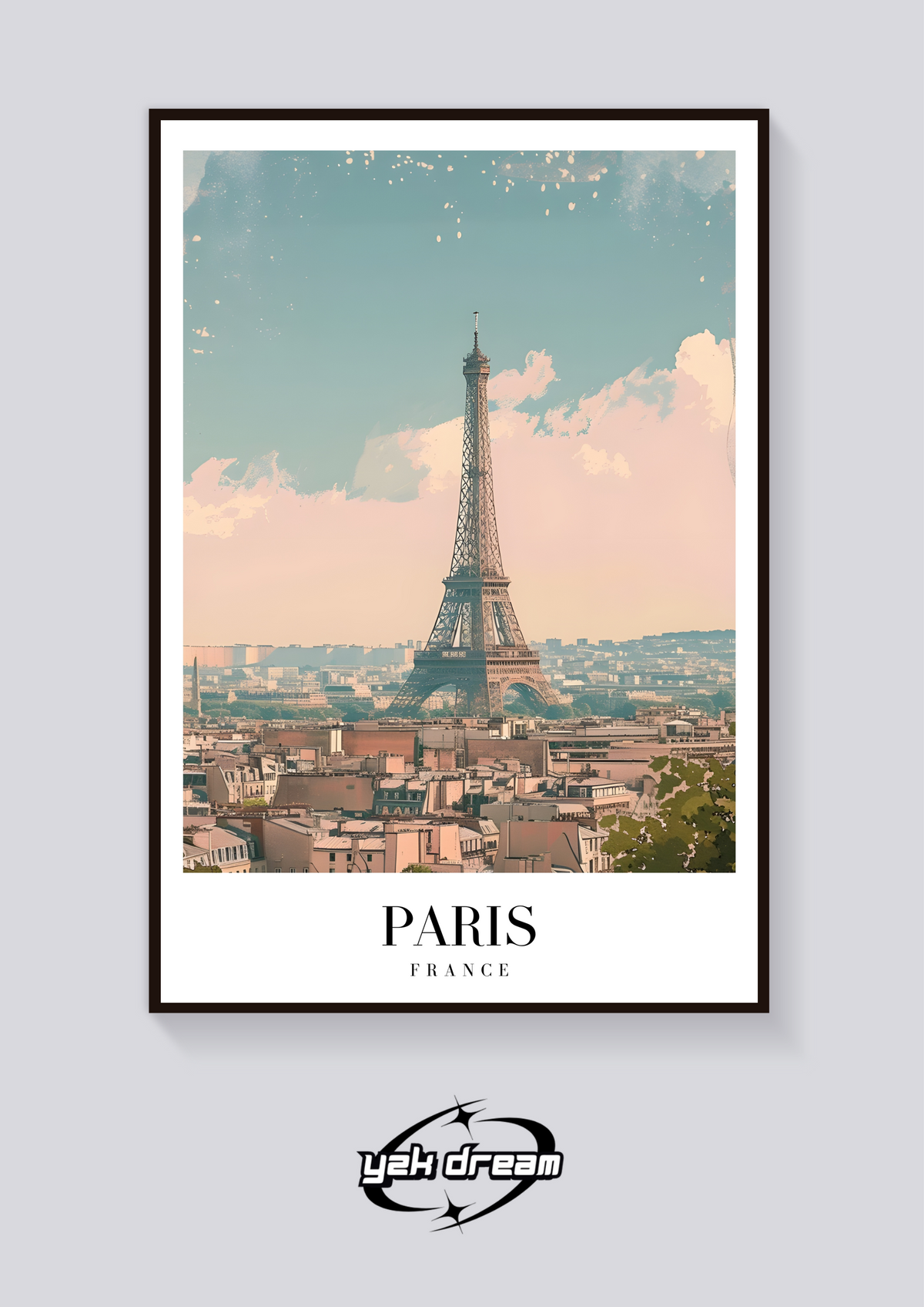 Eiffel Tower Vintage Paris Poster — vista posteriore
