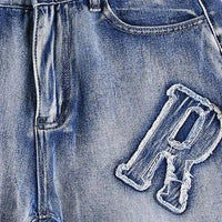 Embroidered Patchwork Y2K Baggy Low Waist 90S Jeans — vista laterale