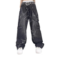 Embroidered Spider Web Y2K Jeans — dettaglio