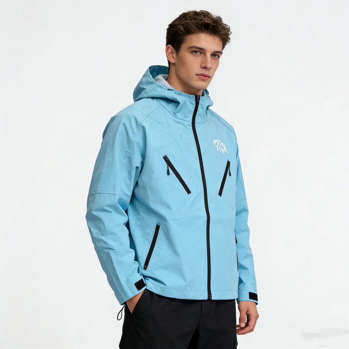 Embroidered Y2K Waterproof Windbreaker Jacket — vista laterale