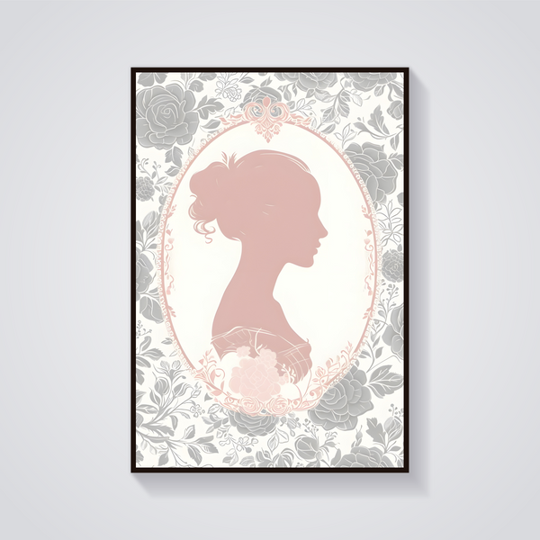 Floral Cameo Silhouette Poster — vista frontale