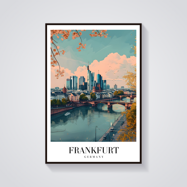 Frankfurt River Vintage Poster — vista frontale