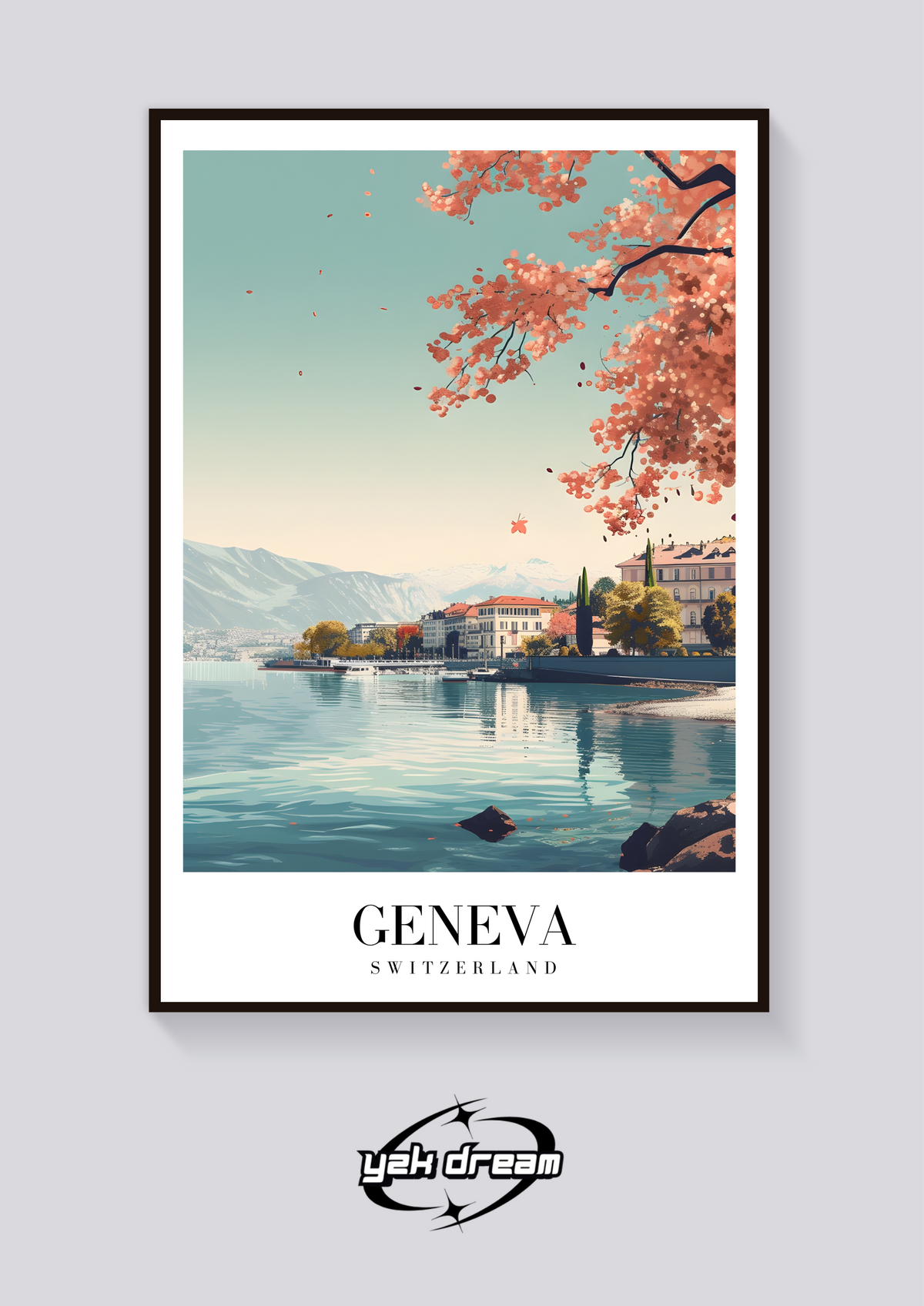 Geneva Lakefront Vintage Poster — vista posteriore
