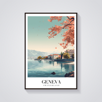 Geneva Lakefront Vintage Poster — vista frontale