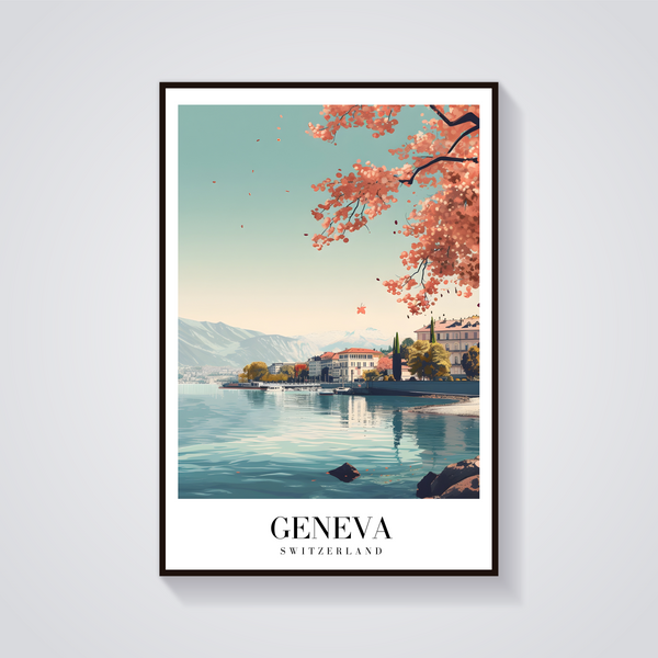 Geneva Lakefront Vintage Poster — vista frontale