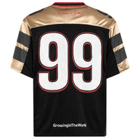Gold Accent "Growing the World" Y2K Football Jersey — vista posteriore