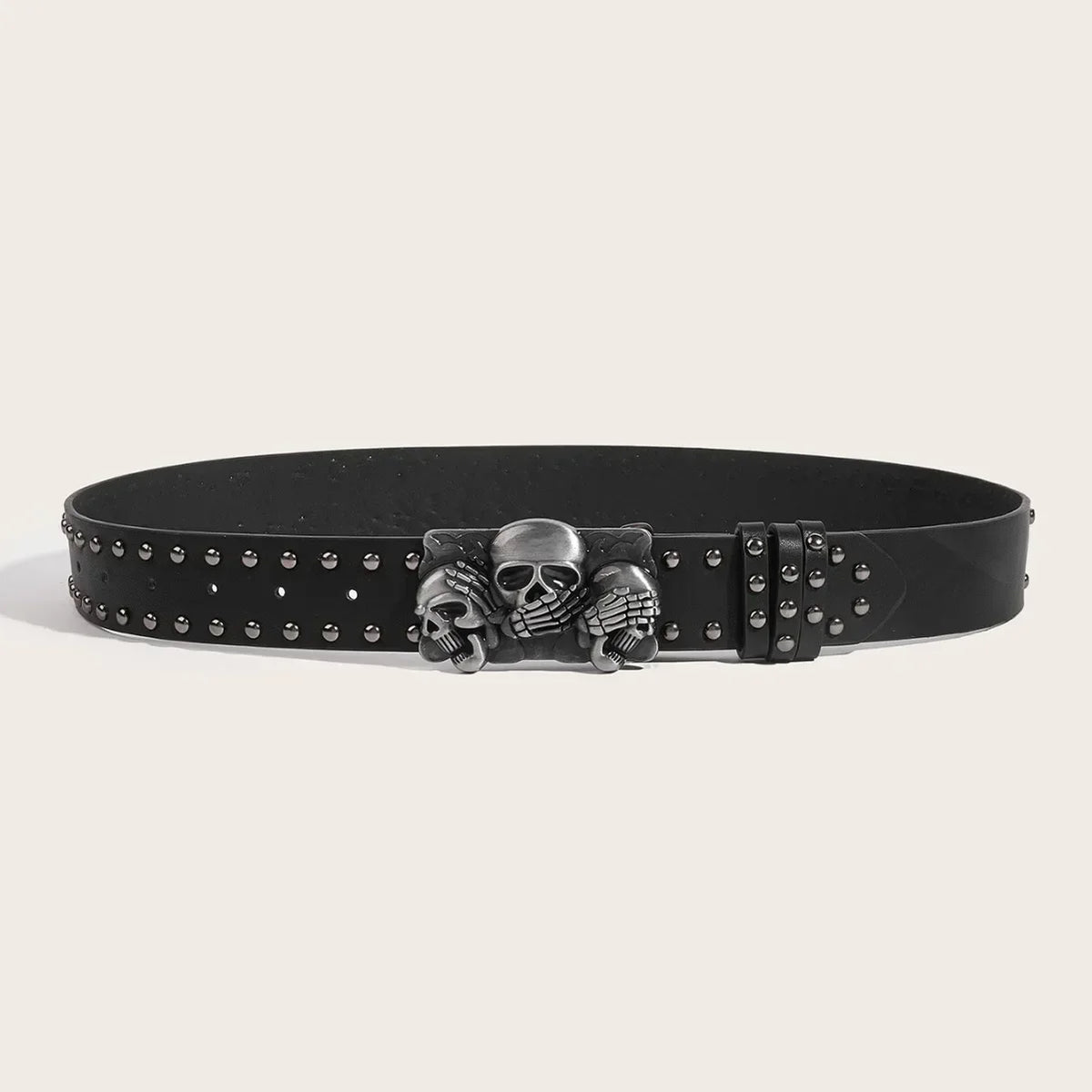 Gothic Y2K Skeleton Buckle Belt — vista completa