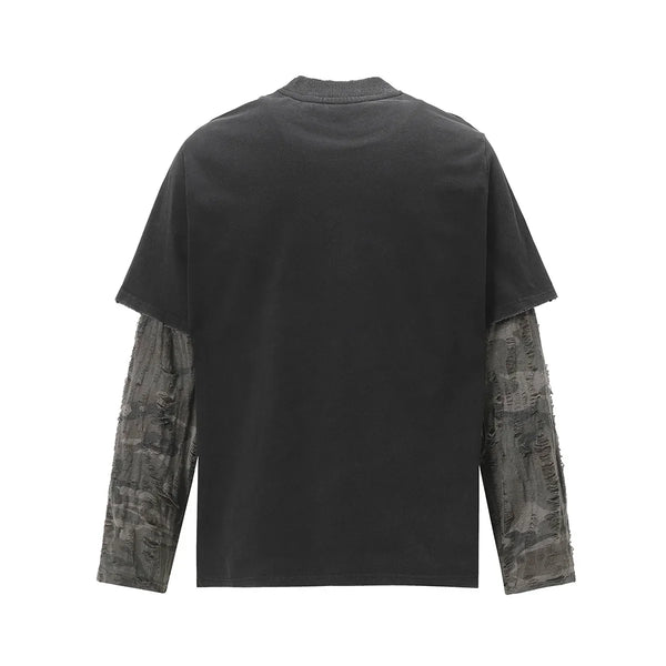 Grunge Y2K Mock Layered Long Sleeve Top
