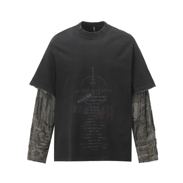 Grunge Y2K Mock Layered Long Sleeve Top — vista frontale