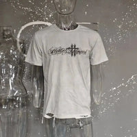 Grunge Y2K Retro Graphic Distressed Washed T Shirt — dettaglio della stampa