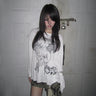Grunge Y2K Skull Graphic Long Sleeve Top