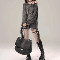 Grunge Y2K Star Girl Distressed Long Sleeve Top — vista laterale