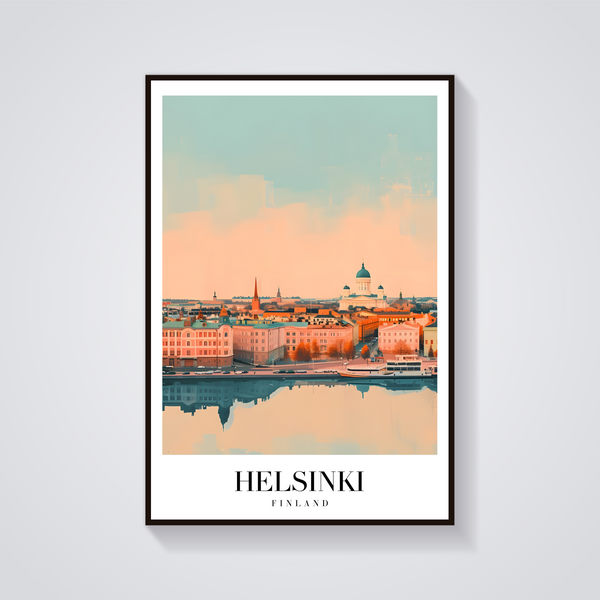 Helsinki Waterfront Vintage Poster — vista frontale