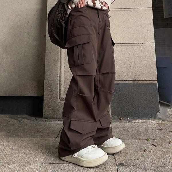High Waist Y2K Multi Cargo Trousers — vista frontale