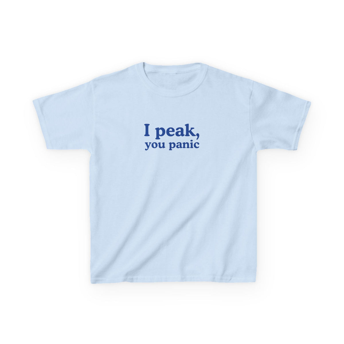 I Peak, You Panic Brat Baby Tee — dettaglio della stampa