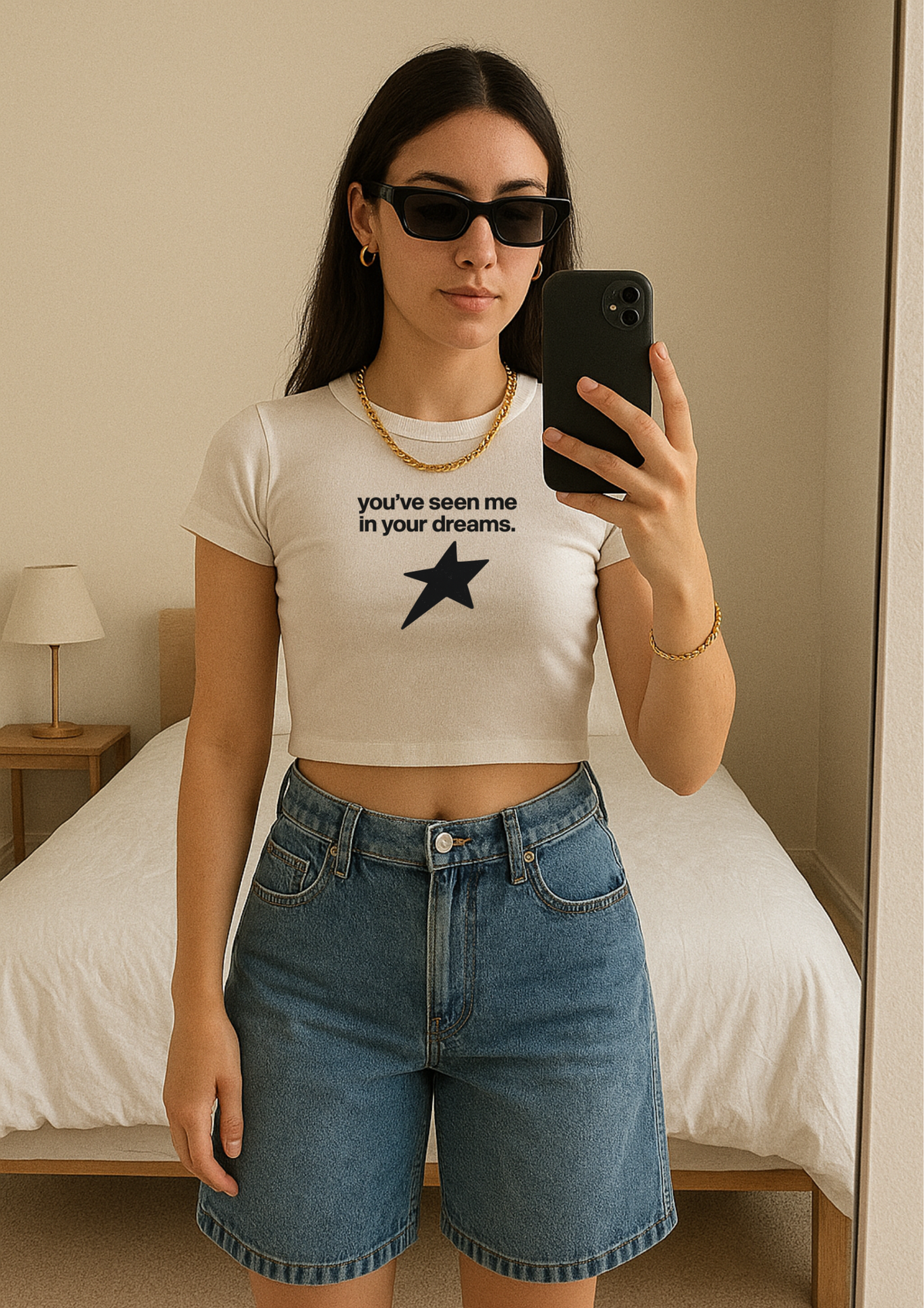 In Your Dreams Graphic Baby Tee — dettaglio del tessuto